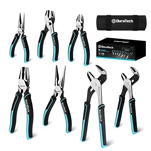 DURATECH 7-Piece Pliers Set with Rolling Pouch,Cr-Ni Construction