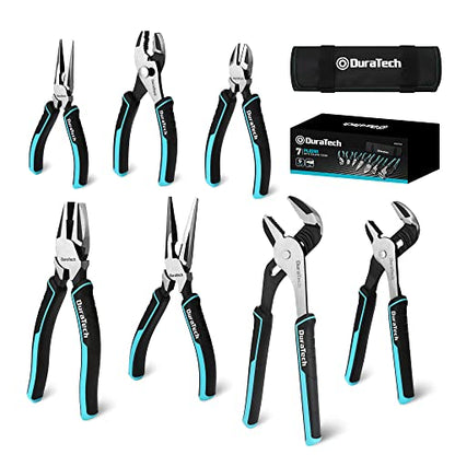 DURATECH 7-Piece Pliers Set with Rolling Pouch,Cr-Ni Construction