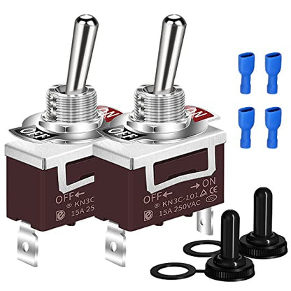 DaierTek SPST Waterproof Toggle Switch 12V DC 30A 125VAC 20A Marine Heavy Duty 2 Pin ON Off Spade Terminals for Automotive Car Boat -2 Pack - size: Spade ON/OFF with Weatherproof Boot Cap