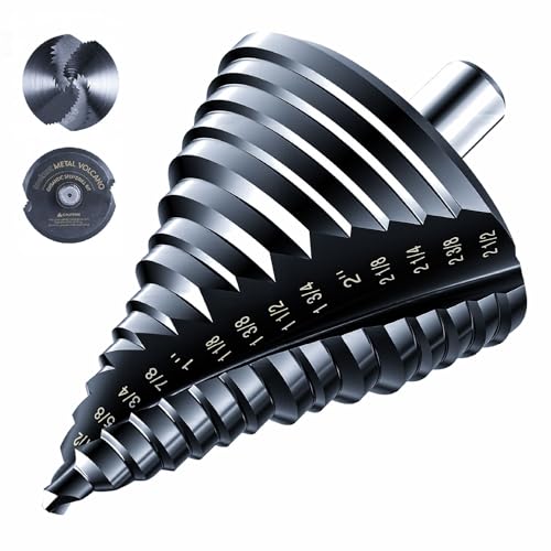toolant Large Diameter Step Drill Bit, 1/4"-2-1/2", TiAlN, 1/2" Shank - size: 1/4" - 2-1/2"