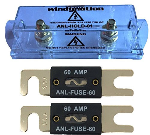 WindyNation ANL Fuse Holder + Fuse (2pcs 60A) - size: 2pcs 60A Fuse