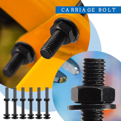 Zonon 12 Sets Carriage Bolt, Black, 1/2 x 4 Inch - color: Black, size: 1/2 x 4 Inch