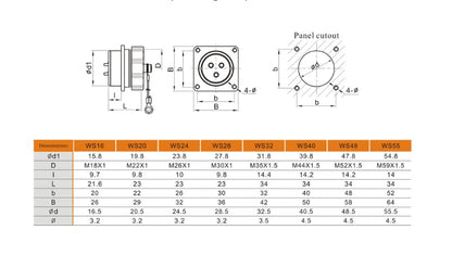 WS16 7 Pin Aviation Connector Waterproof Plug Male Female Square Socket Metal Threaded Signal LED Industrial Equipment - size: 7Pin