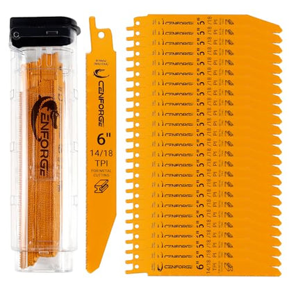 25-PC Reciprocating Saw Blades, 6 inch, 14-18 TPI, BI-Metal (M42+D6A) Material, Replace Milwaukee, Dewalt and Diablo sawzall Blade, for Sawzall Blades Metal - style: 6 inch-14/18 TPI-25PC