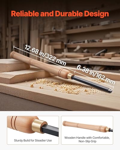 VEVOR Wood Lathe Turning Tool Set, 4PCS, Lathe Roughing Finishing and Detailing Hollow Tool with Wooden Handle, Diamond Round Square Carbide Inserts, Wooden Box, for Beginners Hobbyists Professionals - size: 19 in