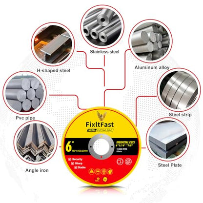 FIXLTFAST 6 x 0.045 x 7/8" Metal & Stainless Steel Cut Off Wheel -25 PCS - size: 6