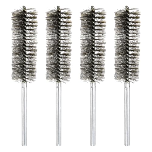 HARFINGTON 4pcs Wire Bore Brush Set 8 Inch Length 1.4 Inch Shank Stainless Steel Bristles Cleaning Brush for Clean Car Part Tube Kitchen Garage - size: 8 x 1.4 Inch