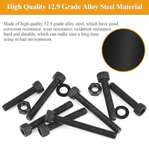 25 Pieces M6 x 35mm Socket Head Cap Screws, Thread Pitch 1.0mm, Sutemribor M6 Black Screws, 12.9 Grade Alloy Steel, Black Oxide Finish, Fully Threaded - size: M6 x 35mm, style: Socket Head