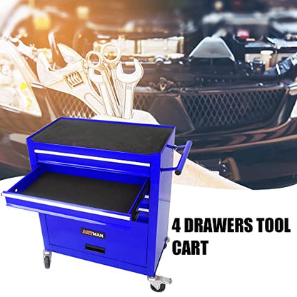 Lockable 4-Drawer Rolling Tool Chest, Blue - color: Blue, size: 4 drawer