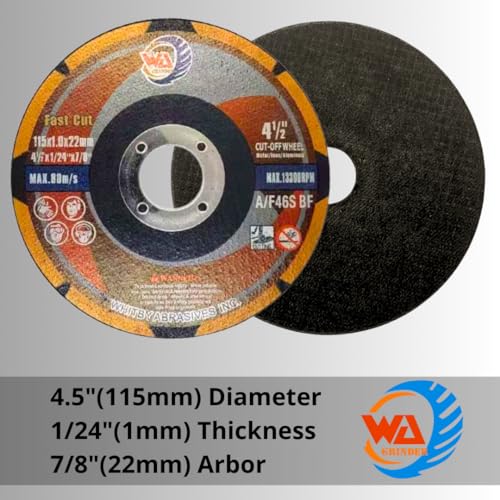 WA 30PACK - 4 1/2 inch x 0.045 in x 7/8'' Arbor, Fast Cut Series, Untra Thin Cutting Wheels for Metal & Stainless Steel Cut-Off Disc, Used On Angle Grinder Diameter, 115x1.0x22mm T41 Flat