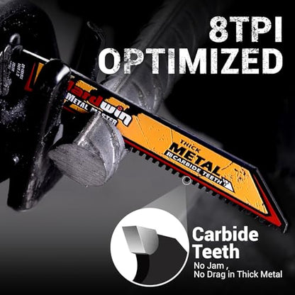 6-Inch Carbide Reciprocating Saw Blades, 8 TPI, 3-Pack - size: 6inch