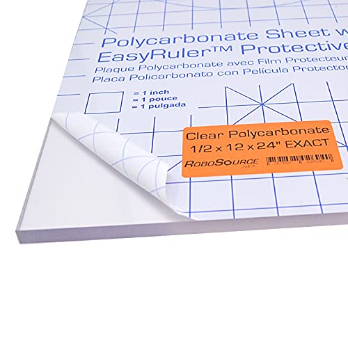 Polycarbonate Sheet 12 x 24 x 1/2 0.472" Clear Plastic, Replaces Plexiglass