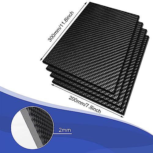 200X300X1.0MM 2.0MM 600X600X3.0MM 4.0MM 5.0MM 100% 3K Carbon Fiber Sheet Laminate Board Plate Panel Twill Full Matte - size: 200X300X2.0MM, style: 200X300