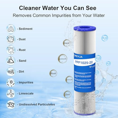 20 Micron Pleated Water Filter Cartridge 10" x 2.5", 6-Pack - size: 20 Micron