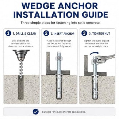 20 Pcs 3/4" x5-1/2 Concrete Wedge Anchors Zinc Plated Heavy Duty