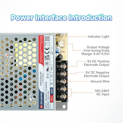 BTF-LIGHTING Power Supply DC5V 70W UL Recognized Component for LED Strip - size: 5V70W
