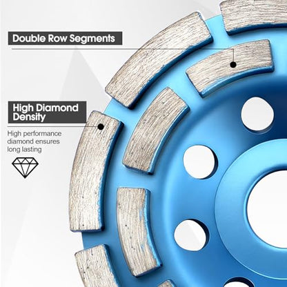 4 1/2" Concrete Grinding Wheel, Double Row Diamond Cup Wheel Angle Grinder