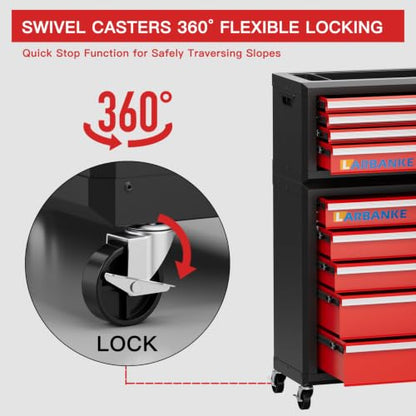 LARBANKE 9-Drawer Rolling Tool Chest with Wheels,Lockable Tool Cabinet - color: Red, size: 9 drawer tool chest