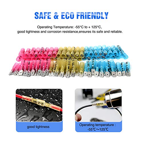 Nilight 250PCS Male Female Fully Insulated Heat Shrink Spade Terminal - color: 250PCS Heat Shrink Spade Terminals