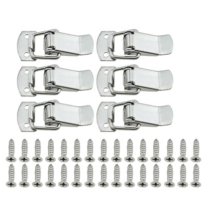 RLECS 6PCS 47.6mm/1.87inch 304 Stainless Steel Spring Loaded Buckle Silver Duckbill Buckle Small Latch Clip Suitable for Wooden Box Drawer DIY Box and Mechanical Equipment