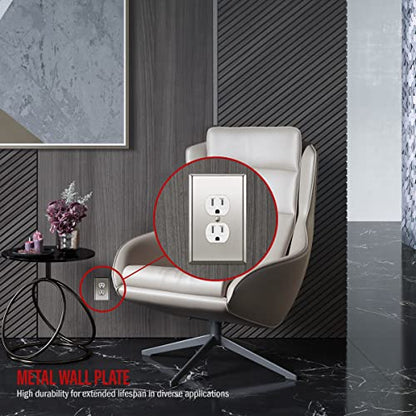 ENERLITES Duplex Receptacle Metal Wall Plate, Mid-Size Polished Chrome - color: Polished Chrome, size: Midsize