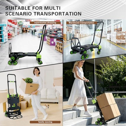 Stair Climbing Dolly Cart with Wheels,2-in-1Folding Hand Truck Dolly - color: Green
