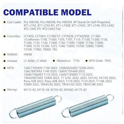 Extension Springs Compatible with MTD, Troy-Bilt, Cub Cadet, Husky, Murray Yard Man Replaces OEM 732-04629, 73204629; Pack of 2 Ext Springs