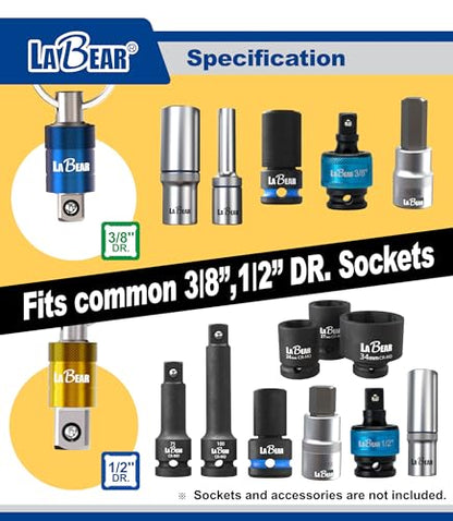 LABEAR 3-Piece 1/2 Inch Drive Socket Holder Keychain Set, EDC Clip - size: 1/2"