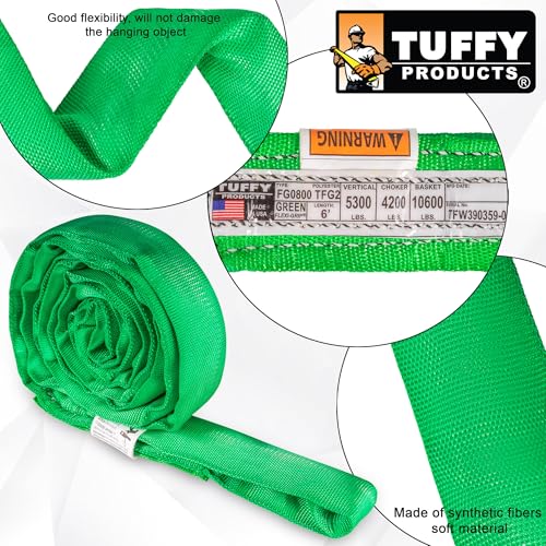 Flexi-Grip Green 8 ft Endless Round Sling, 5,300 lb. Vertical Capacity, Heavy Duty Lifting Sling, USA Made - color: 02 Green - Vertical Capacity 5,300 lbs, size: 8FT