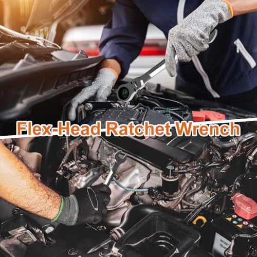 Egofine 10mm Ratchet Wrench Flex Head, Ratcheting Combination Wrench Metric, Industrial Grade Gear Spanner with 12 Point Box End, 72-Teeth Ratchet, Chrome Vanadium Steel - style: 10mm