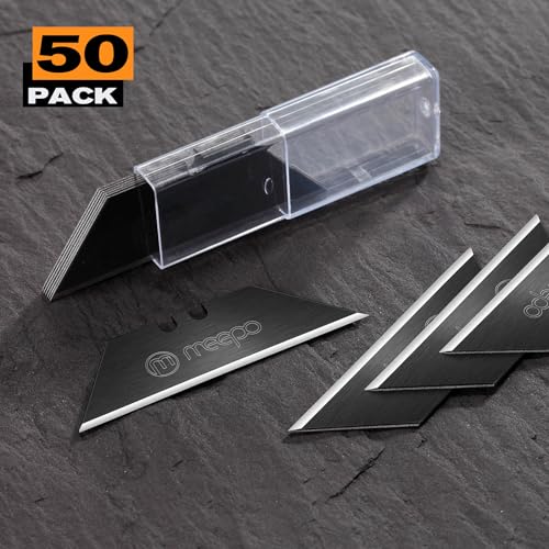 M MEEPO Utility Knife Blades, Never Rust, Blackened SK-5 Steel, 50-Pack - size: Blackened 50-Pack