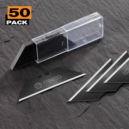 M MEEPO Utility Knife Blades, Never Rust, Blackened SK-5 Steel, 50-Pack - size: Blackened 50-Pack