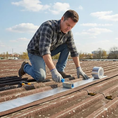 Waterproof Butyl Tape 4", Aluminum Butyl Roof Patching Tape - size: 4 in x 16 ft (W x L)