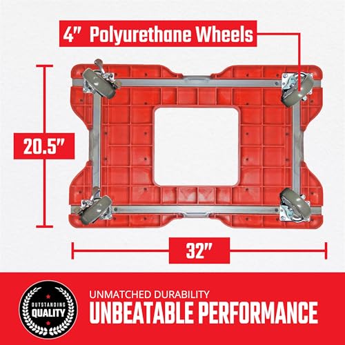 SNAP-LOC, Heavy Duty Moving Dolly 4 Wheels, 1,500 lb with Panel Bars, 4 Inch Casters, Dollies for Moving Cargo, E Strap Attachment Included, Red - style: Panel Cart Dolly, Red