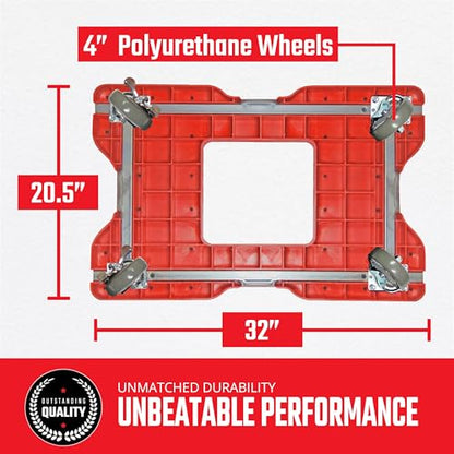 SNAP-LOC, Heavy Duty Moving Dolly 4 Wheels, 1,500 lb with Panel Bars, 4 Inch Casters, Dollies for Moving Cargo, E Strap Attachment Included, Red - style: Panel Cart Dolly, Red