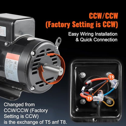 VEVOR 7.5HP Air Compressor Electric Motor, 230V 31.6A 3450RPM 184T Frame - size: 7.5P-.2.75''Shaft Length
