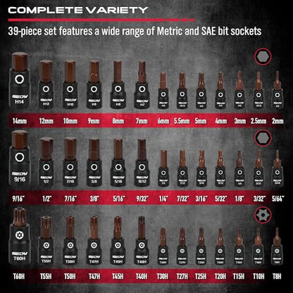 73-Piece Impact Socket Set with Hex & Torx Bit Sockets, SAE & Metric Deep & Shallow Sockets, Ratchet Handle, Universal Joint, Adapters & Extension Bars, CR-MO Steel - style: 73-Piece Master Impact Set
