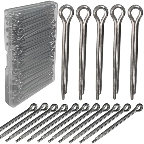 100 Pcs Stainless Steel 1/8 x 1-1/2" Cotter Pins, 1/8 Heavy Duty Metal Cotter Pins Set