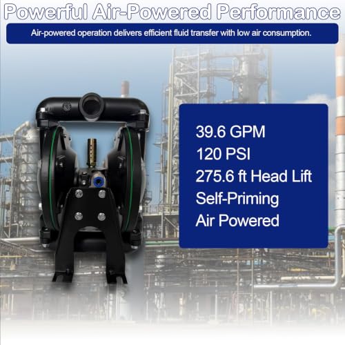 Air Operated Double Diaphragm Pump, 1" Aluminum Pneumatic Transfer Pump