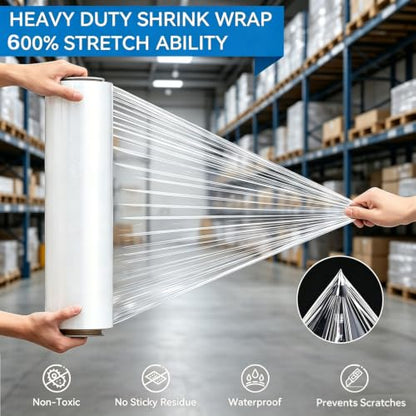 18" x 1500 FT Stretch Wrap Roll with Handle, Shrink Wrap Pallet Wrap 4 Pack - size: Clear 18.01in 4Pack(with handle)