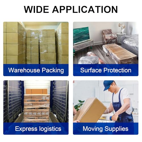 Stretch Film, RAZCC Stretch Wrap Industrial Strength, Shrink Wrap for Pallet Wrap, Heavy Duty Clear Plastic Wrap with Handles, Moving Wrapping Plastic Roll, 15" x 1000 Ft Per Roll, 60 Gauge, 3 Pack - size: 3 Rolls