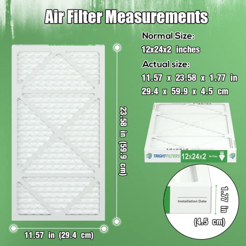 12x24x2 Air Filter TRIGHTFILTERS, Durable MERV 8 Pleated Home HVAC AC Furnace Heater Filters Replacement, Lightweight Compact Air Conditioner Filters 4 Pack - size: 23.6" x 11.6" x 1.8"