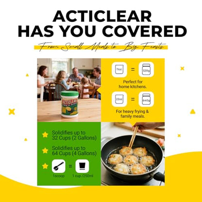Cooking Oil Solidifier - 11oz (32 Cups) Algae-Based Grease Hardener for Easy Disposal, Turns Used Cooking Oils to Solid Waste, Kitchen Fry Oil Solution (2.2 Gallons) - size: 11 Ounce (Pack of 1)