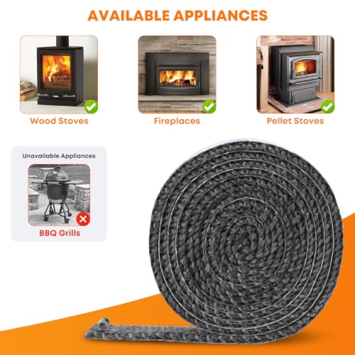 Stanbroil Stove Gasket Tape, 1/2" Width, 1/8" Thick, 72" Length - size: 1/2" Wide - 1/8" Thick