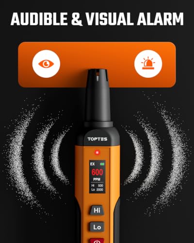 TOPTES PT-336 Rechargeable Natural Gas Detector with 0–9999PPM Range
