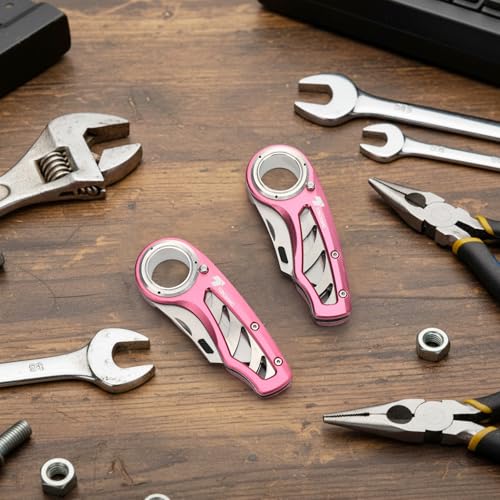 Tondiamo 2 Pcs Folding Pocket Utility Knife Box Cutter, Pink - color: Pink