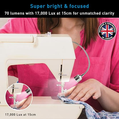 Daylight Company Sewing Machine Lamp, Professional Led Light, Fits Most Machines, Bright Led Lamp, Chrome,3.5*2.3*25cm [Energy Class A+]