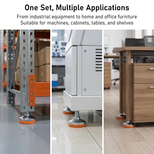 Heavy Duty Stainless Steel Leveling Feet,3200 lb Capacity,M20 Thread,4 Pack - size: D80xM20xH100,4 Pack