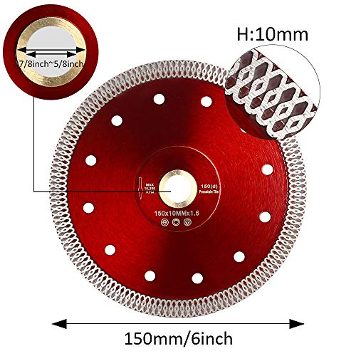 6 Inch Super Thin Diamond Tile Blade for Cutting Porcelain Tile Granite Marble Brick - size: 6"-1pc