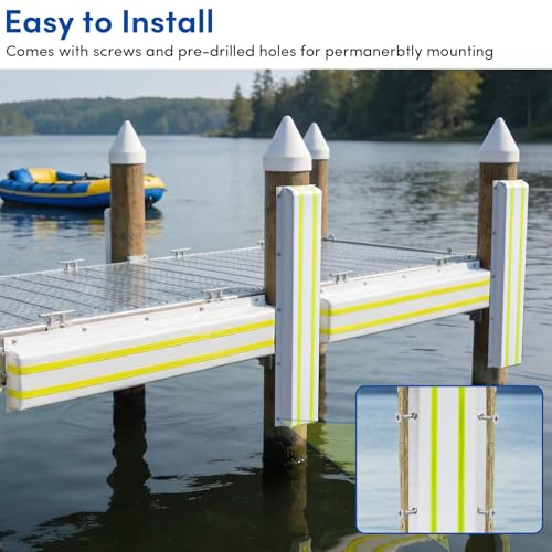 Dock Bumpers 36 Inch/48 Inch/58 Inch/72 Inch, Boat Dock Bumpers with Upgrade Reflective Strip and Stainless Steel Screws, Dock Fenders Bumper Guards Marine Grade (Black/White/Gray) -1 Pack 2 Pack - color: White, style: 48in-2pack
